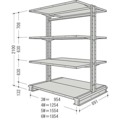 日本ファイリング NF キャンチラック複式増結1連W1854D891H2100F4 CR76S-W4B 1台 135-8711（直送品）
