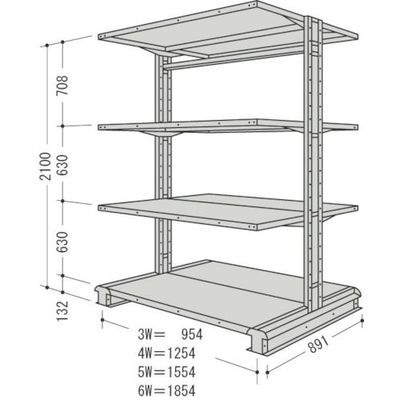 日本ファイリング NF キャンチラック複式増結1連W954D891H2100F4 CR73S-W4B 1台 135-7115（直送品）