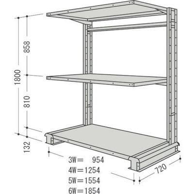 日本ファイリング NF キャンチラック単式1連W1254D720H1800F3 CR64L-S3 1台 135-2321（直送品）