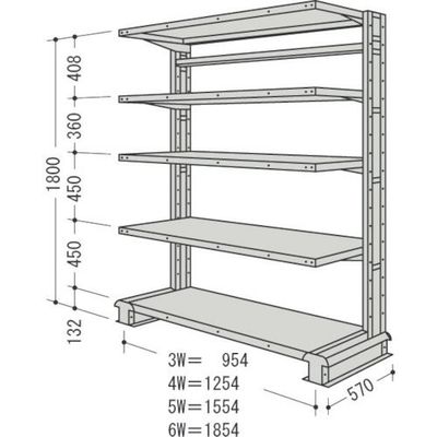 日本ファイリング NF キャンチラック単式1連W954D570H1800F5 CR63S-S5 1台 136-0217（直送品）