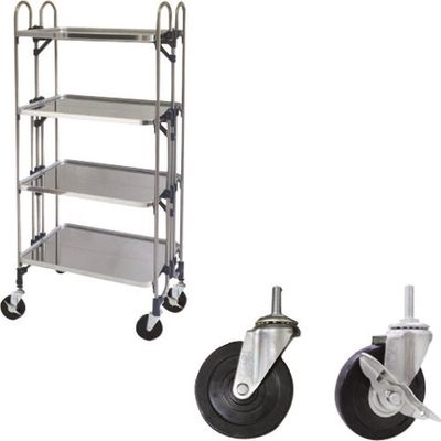 トクヤマ ステンレス 折りたたみ式ワゴン ゴムキャスター仕様 FEAM-4GM 1台 176-9498（直送品）
