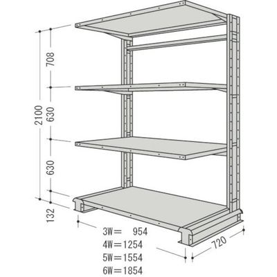NF スチール製軽中量ボルトレス棚 キャンチラック単式1連 間口1854×奥行720×高さ2100mm 4段 150kg CR76L-S4（直送品）