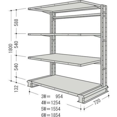 日本ファイリング NF キャンチラック単式1連W954D720H1800F4 CR63L-S4 1台 136-3361（直送品）