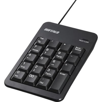 バッファロー BAFFALO 有線テンキー 抗菌仕様・Tabキー付き ブラック BSTK120BKZ 1個 457-4668（直送品）