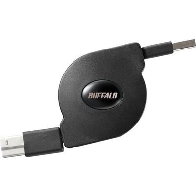 バッファロー USB3.2 Gen1 AーB 巻取り式ケーブル 0.7m ブラック BU3ABM07BK 1個 453-8080（直送品）