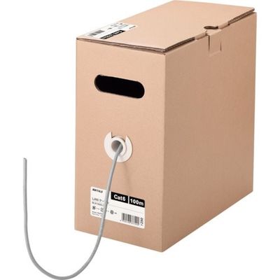 バッファロー Cat6 LANケーブル 100m 単線 ライトグレー BL61000LG 1個 429-6620（直送品）