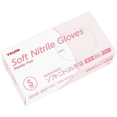 帝人フロンティア テイジン ソフトニトリル手袋パウダーフリーブルー SNBR-PF560 B-S 1セット(2000枚:100枚×20箱)（直送品）