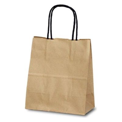 ベルベ 紙袋 1128 自動紐手提袋 T-1 茶無地(黒紐) 200枚(25枚×8) 1ケース(200枚入(25枚×8袋))（直送品）