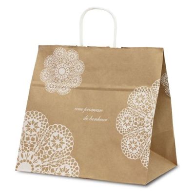 ベルベ 紙袋 1180 自動紐手提袋 T-11W レースィ(白) 200枚(50枚×4) 1ケース(200枚入(50枚×4袋))（直送品）