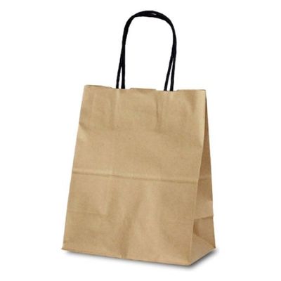 ベルベ 紙袋 1258 自動紐手提袋 T-2 茶無地(黒紐) 200枚(25枚×8) 1ケース(200枚入(25枚×8袋))（直送品）