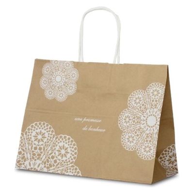 ベルベ 紙袋 1661 自動紐手提袋 T-6S レースィ(白) 200枚(50枚×4) 1ケース(200枚入(50枚×4袋))（直送品）