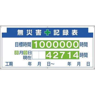ユニット 安全掲示板パーツ2 無災害記録表数字板付 313-22A 1枚 167-6123（直送品）