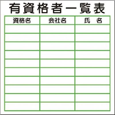 つくし工房 つくし 小型掲示板パーツ 有資格者一覧表 KG-216 1枚 183-3680（直送品）