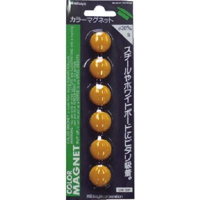 つくし工房 つくし カラーマグネット(φ20) 黄 (6個入パック) B-979Y 1パック(6個) 184-3188（直送品）