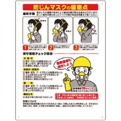 つくし工房 つくし 安全標識[防じんマスクの留意点] 27-B 1枚 185-2595（直送品）
