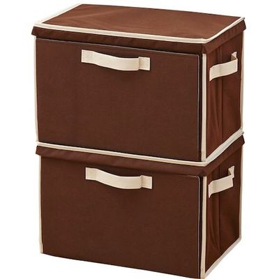 アイメディア 重ねて使える下扉整理箱2個set ブラウン 1007972 1組(2個) 350-0742（直送品）