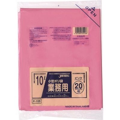 東京硝子器械 TGK 小型ポリ袋 10L ピンク 20枚入 153-23-69-05 1袋(20枚) 189-8876（直送品）