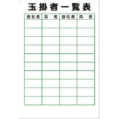 つくし工房 つくし 掲示板 玉掛者一覧表 SCボード製 89-CS 1台 183-8480（直送品）