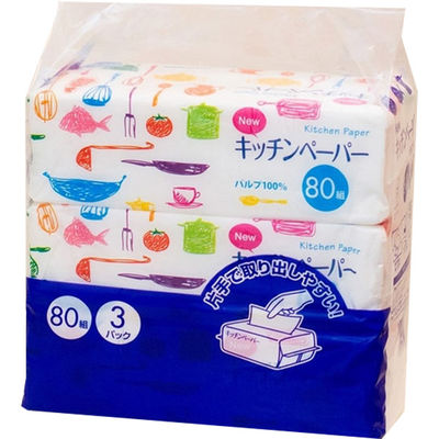 マスコー製紙株式会社 キッチンペーパー80組3個 4978554113339 3個パック×16点セット（直送品）