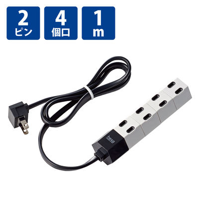 延長コード 電源タップ コンセント 回転型　hexa 1m 2ピン 4個口 ホワイト T-HX7-2410WH エレコム 1個（直送品）