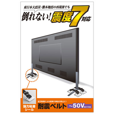 エレコム TV用耐震ベルト/~50V用/強力粘着シールタイプ/4本入 TS-004N2 1パック（直送品）