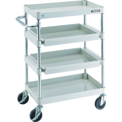 TRUSCO ツールワゴン フェニックスワゴン 省音 600X400 4段 スライド2段付 ホワイト PEW-962M2-W 1台（直送品）