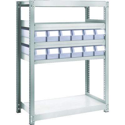 トラスコ中山 TRUSCO スチールラック M2型軽中量棚 H1200 樹脂透明引出付 小X12 M2-4345-C12 1台(1個)（直送品）