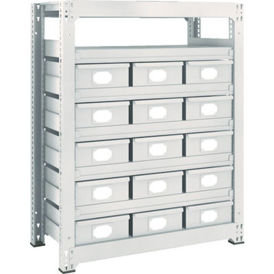 TRUSCO スチール製中量ボルトレス棚 M3型 スチール引出付 W900×D471×H1200 大×15 M3-4357-B15（直送品）