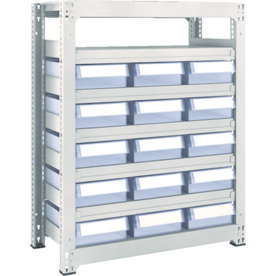 TRUSCO スチール製中量ボルトレス棚 M3型 樹脂透明引出付 W900×D471×H1200 大×15 M3-4357-D15（直送品）