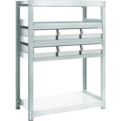 TRUSCO スチール製軽中量ボルトレス棚 M2型 樹脂ネオグレー引出付 W860×D450×H1200 大×6 M2-4345-F6（直送品）