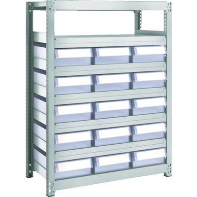 TRUSCO スチール製軽中量ボルトレス棚 M2型 樹脂透明引出付 W860×D450×H1200 大×15 M2-4347-D15（直送品）