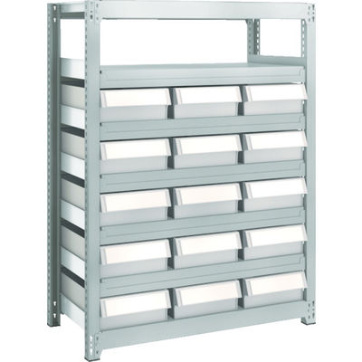 TRUSCO スチール製軽中量ボルトレス棚 M2型 樹脂ネオグレー引出付 W860×D450×H1200 大×15 M2-4347-F15（直送品）