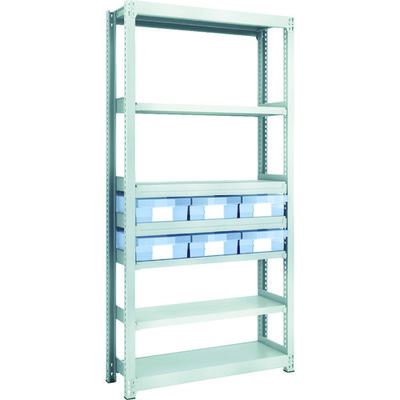 TRUSCO スチール製軽中量ボルトレス棚 M2型 樹脂透明引出付 W860×D300×H1800 大×6 M2-6337-D6（直送品）