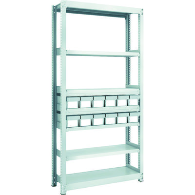 トラスコ中山 TRUSCO スチールラック M2型軽中量棚 H1800 樹脂NG引出付 小X12 M2-6337-E12 1台(1個)（直送品）