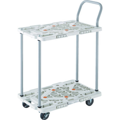 トラスコ中山 TRUSCO 樹脂製台車 2段式ルートバン 600X400 ハンドル付 ストッパー付 白 MPK-6024S-W 1台（直送品）