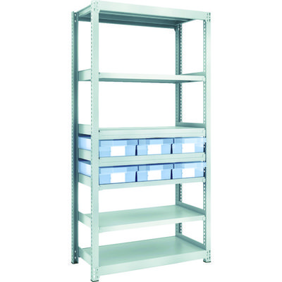 TRUSCO スチール製軽中量ボルトレス棚 M2型 樹脂透明引出付 W860×D450×H1800 大×6 M2-6347-D6（直送品）
