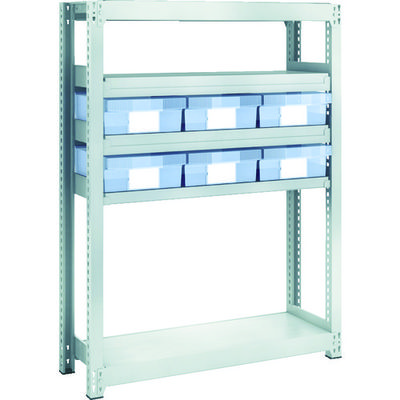 TRUSCO スチール製軽中量ボルトレス棚 M2型 樹脂透明引出付 W860×D300×H1200 大×6 M2-4335-D6（直送品）