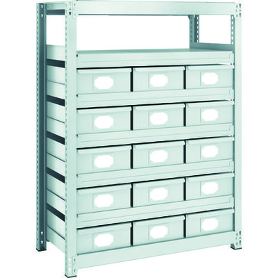 TRUSCO スチール製軽中量ボルトレス棚 M2型 スチール引出付 W860×D300×H1200 大×15 M2-4337-B15（直送品）