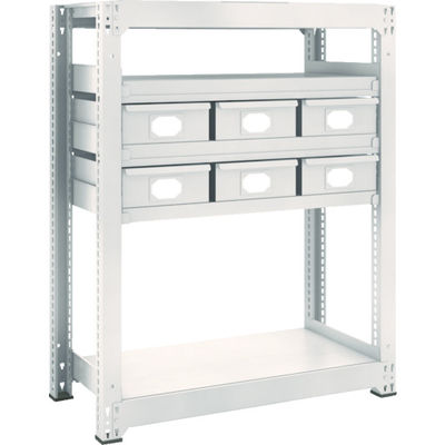 TRUSCO スチール製中量ボルトレス棚 M3型 スチール引出付 W900×D471×H1200 大×6 M3-4355-B6 1台(1個)（直送品）