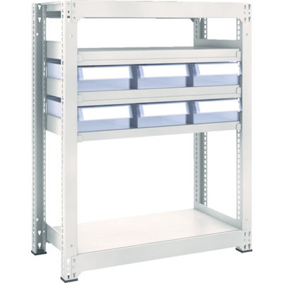 TRUSCO スチール製中量ボルトレス棚 M3型 樹脂透明引出付 W900×D471×H1200 大×6 M3-4355-D6 1台(1個)（直送品）