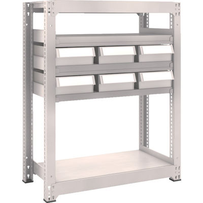 TRUSCO スチール製中量ボルトレス棚 M3型 樹脂ネオグレー引出付 W900×D471×H1200 大×6 M3-4355-F6（直送品）