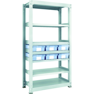 TRUSCO スチール製中量ボルトレス棚 M3型 樹脂透明引出付 W900×D471×H1800 大×6 M3-6357-D6 1台(1個)（直送品）