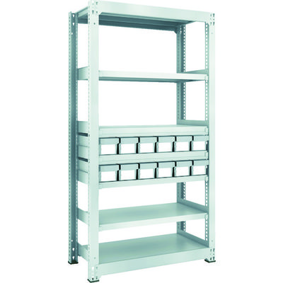 トラスコ中山 TRUSCO スチールラック M3型中量棚 H1800 樹脂NG引出付 小X12 M3-6357-E12 1台(1個)（直送品）