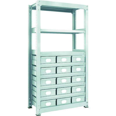 TRUSCO スチール製中量ボルトレス棚 M3型 スチール引出付 W900×D471×H1800 大×15 M3-6358-B15（直送品）