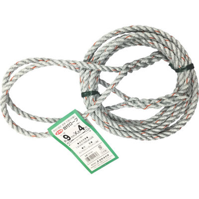 ユタカメイク 台付ロープ PE&PP混紡ロープ 9mmX4m DR-94 1本 855-2738（直送品）