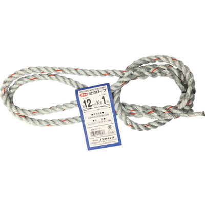 ユタカメイク 台付ロープ PE&PP混紡ロープ 12mmX1m DR-121 1本 855-2740（直送品）