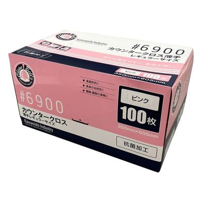 川西工業 カウンタークロス 薄手 ピンク 100枚入 3-4887-02 1箱(100枚)（直送品）