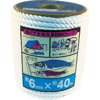 ユタカメイク ビニロンロープボビン巻 6φ×40m RV41 1巻 829-1185（直送品）