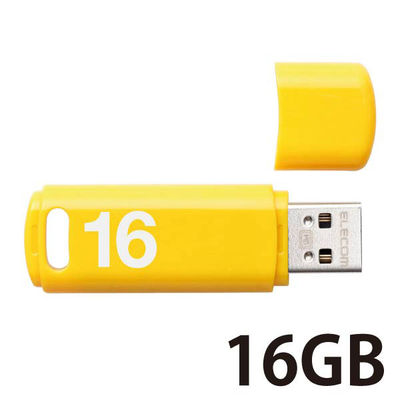 USBメモリ 16GB USB3.0 シンプル キャップ式 イエロー セキュリティ機能対応 MF-ABPU316GYL エレコム 1個  オリジナル（直送品）
