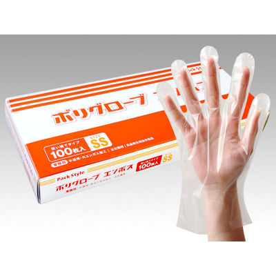 パックスタイル 使い捨て　PSポリ手袋 半透明 箱入 SS 00437320 1包：6000枚（100×60）（直送品）